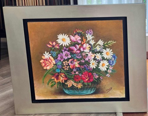 Cuadro De Flores Variadas Pintura Al Óleo