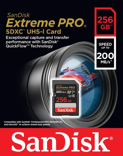 Sandisk Tarjeta De Memoria Sd Extreme Pro Sdxc 256 Gb 200mbs