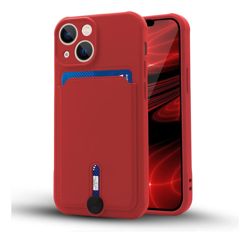 Funda Naiadiy Iphone13 Mini Silicon Wallet Anti-scratch Rojo