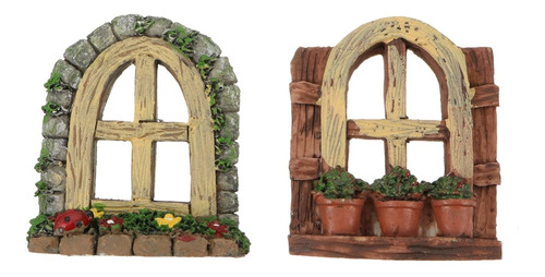 2 Piezas De Escultura De Árbol Miniatura De Ventanas D...