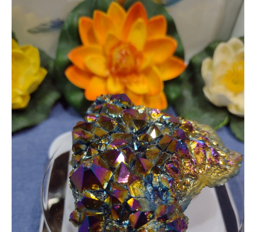 Drusa Cuarzo Aura Arcoiris ( Pieza Única 152 Grs 8 Cm)