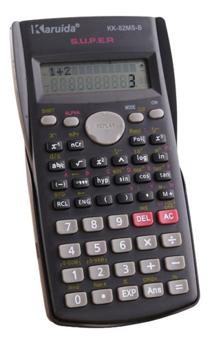 Calculadora científica con 240 funciones para trigonometría en color negro