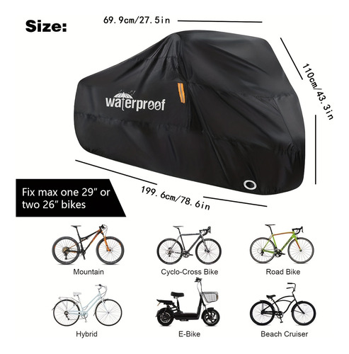 1 Funda Impermeable For Bicicleta For 1 O 2 Bicicletas.