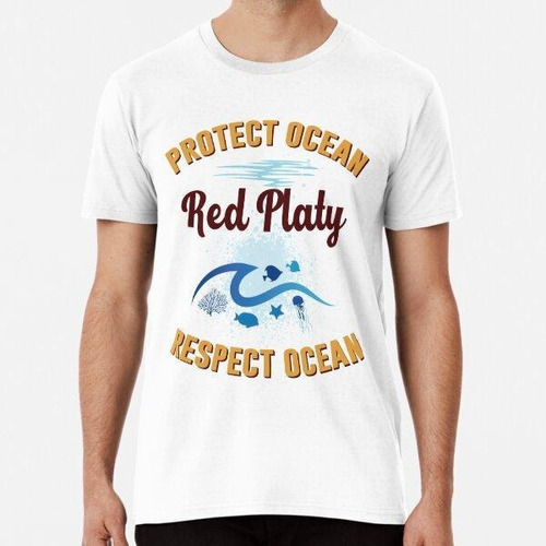 Remera Red Platy. Protect Ocean. Respect Ocean Algodon Premi