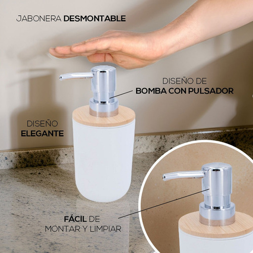 ** Accesorios De Baño Set De 4 Piezas Con Detalles De Bambu