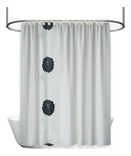 Cortinas De Baño Tela Bordada Impermeables Antihongos Magnolia Duo Decorinter