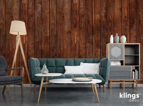 Imagen 3 de 3 de Vinilos Decorativos Mural Empapelado Simil Madera Oscura