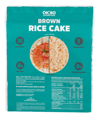 Rice Cakes Integrales 140g Caja C/ 20 Pzas Okko