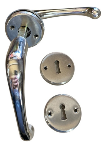 Picaporte Doble De Bronce Platil Modelo Gala Plateado