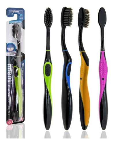 Vital Green Cepillo De Dientes Carbón Activado, Negro 4 Pack