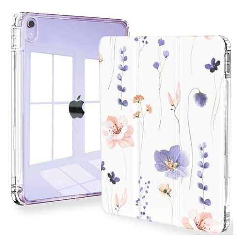 Funda Para iPad Air 11 6ta Gen M2 2024 Flores Violetas Rosa