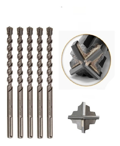 Broca Com Videa Cruzada Sds Plus 10mm X 210mm (05 Unidades)