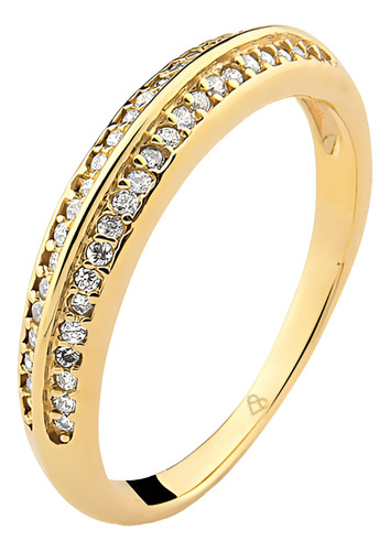 Anel Em Ouro 18k Com 23 Pontos De Diamante Aro 19