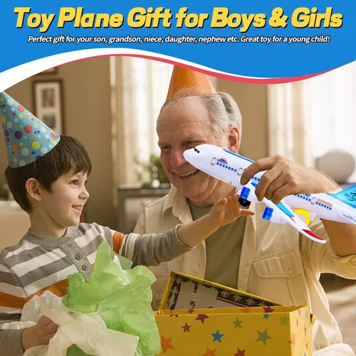  Tcvents Juguetes de avión para niños pequeños, niños de 4 a 7  años, aviones de juguete de avión de juguete musical con luces  intermitentes y sonidos, avión Bump and Go para