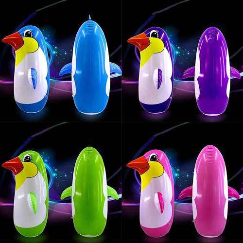 3pz Pingüino Grande 45cm Inflable Juguete Infantil Box Saco