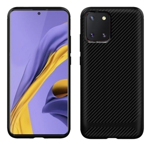 Capa Gel Fibra De Carbono Samsung Galaxy Note 10 Lite Preta