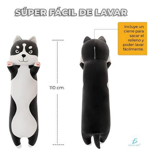 Perro Peluche De Husky Feliz Suavecito Dormir 110cm Ele-Gate