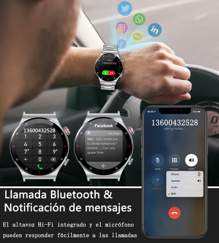 Reloj Inteligente Smartwatch Deportivo Impermeable Llamada Bluetooth Jooeniok QW33 Negocios Moda Multifunción Color Plata