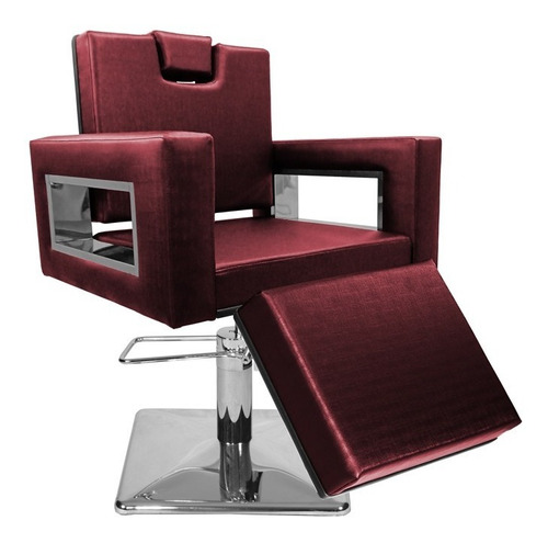 Cadeira De Cabeleireiro Moderna Inox Recl C/ap Base Quadrada