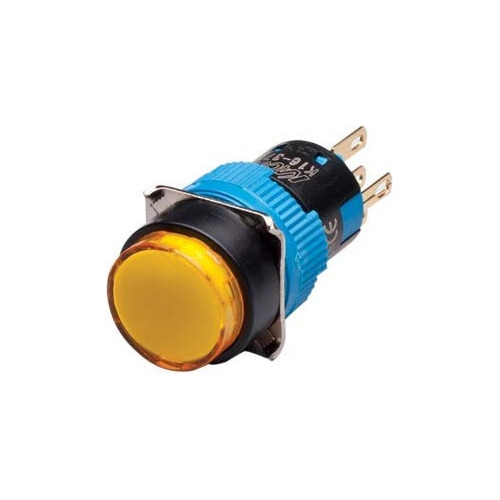 K16-272-y-d Boton Pulsador Iluminado De 16mm Amarillo 24vdc