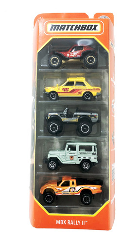 Pack Matchbox Mattel X5 Unidades - Mbx Rally Ii Escala 1/64