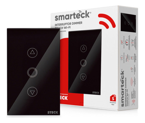 Interruptor Inteligente Dimmer Wi-fi Touch Preto Smarteck