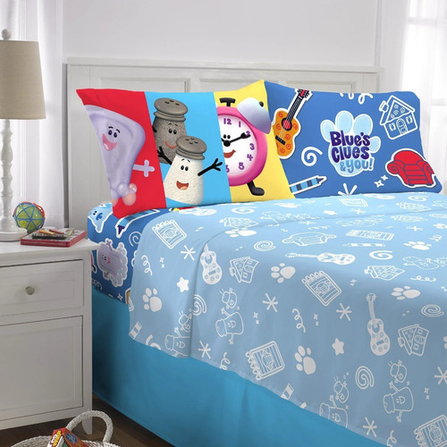 Set Sabanas Pistas D Blue Niño 4 Pzs P/ Cama Matrimonial *sk Color Azul Diseño De La Tela Estampado