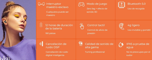 Imagen 6 de 9 de Auriculares in-ear gamer inalámbricos Haylou GT Series GT1 negro
