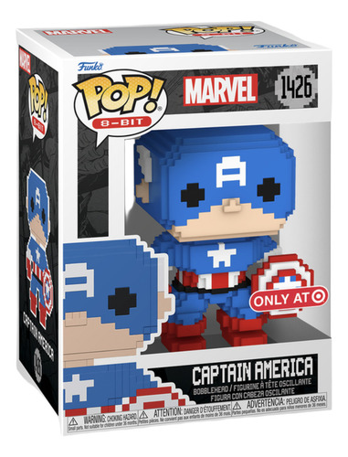 Funko Pop Capitão América #1426 Target Pixel Marvel de 8 bits