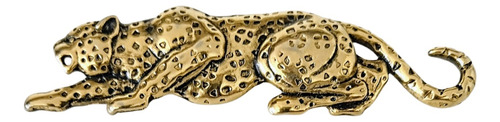 Prendedor  Vintage De Metal Dorado Leopardo