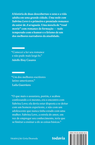 Uma noite com Sabrina Love, de Mairal, Pedro. Editorial Editora Todavia,Libros del Asteroide, capa mole em português, 2019