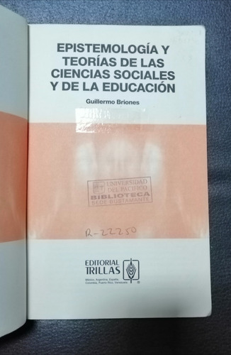 Epistemologia Y Teorias De Las Ciencias Sociales Y De La Edu