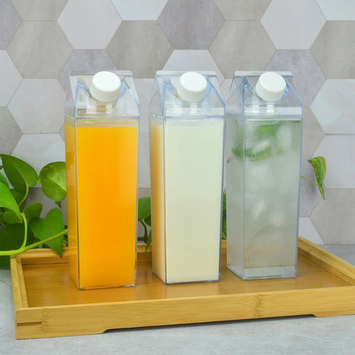 Garrafa De Geladeira Caixa De Leite 750ml Transparente