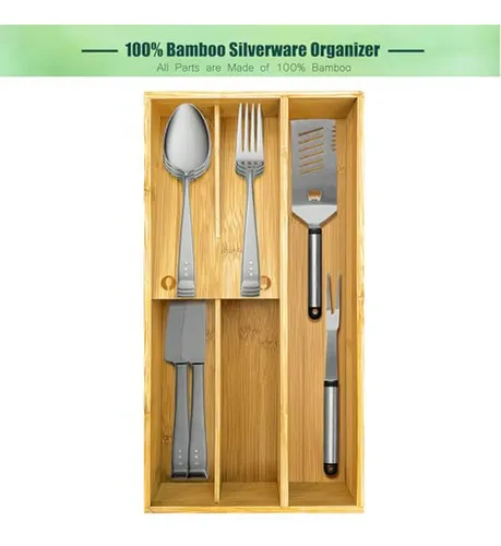 Organizador De Cubiertos De Bambú Para Cajones - Utensilios
