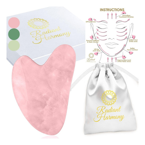 Herramientas Faciales Gua Sha Radiant Harmony Rose Quartz