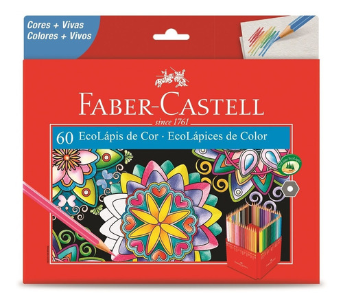 Lápices Faber Castell Eco Lápiz X 60 Colores Estuche Cartón
