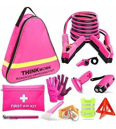 Kit De Emergencia Automovil Para Mujeres Cables De Luz Rosa 