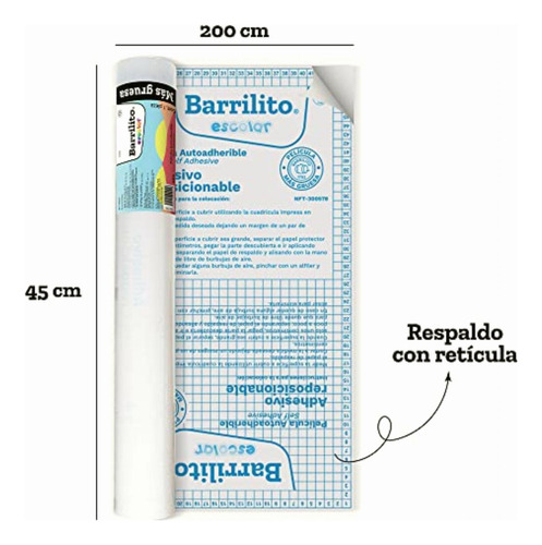 Barrilito 7020 Forro Adherible Rollo, 45 Cm X 20 M, Pack
