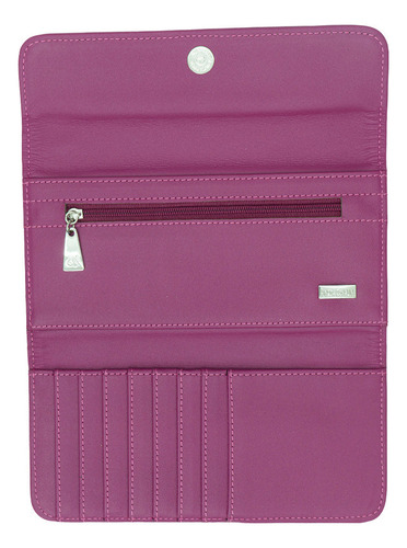 Cartera De Bolsillo Sda Pineda Covalin Diseño Fruta Mexicana Color Piel Uva/fucsia