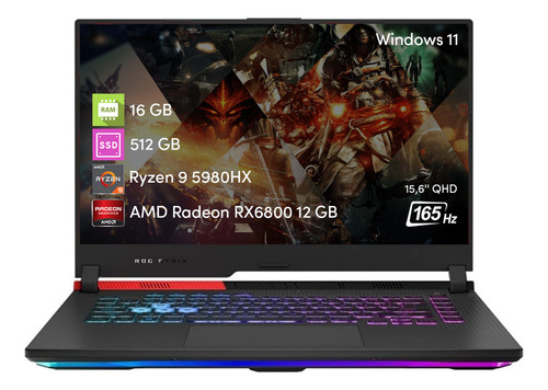 Asus Rog Strix G15 Ryzen 9 16gb 512ssd Rx6800m 12gb 15.6 Fhd Color Negro