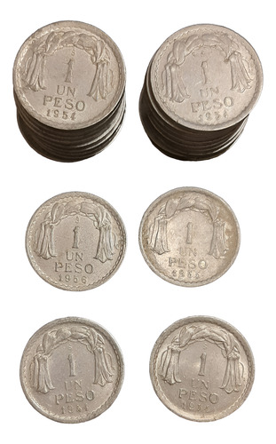 Lote De 24 Monedas Chilenas De 1 Peso Dañadas De Aluminio