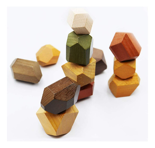 Tithaking Natural Wooden Blocks Colored Wooden Stones Apilan