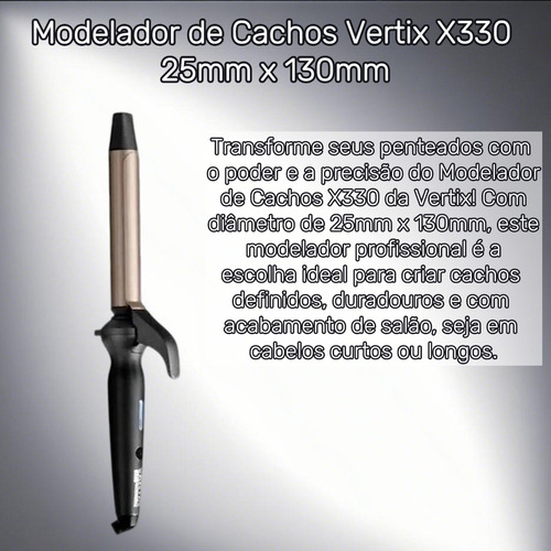 Modelador De Cachos Vertix X330 25mm X 130mm Bivolt 110/220 Dourado-escuro