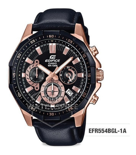 Reloj Edifice Efr-554bgl-1a Cuero Crono Oro Rosa Original