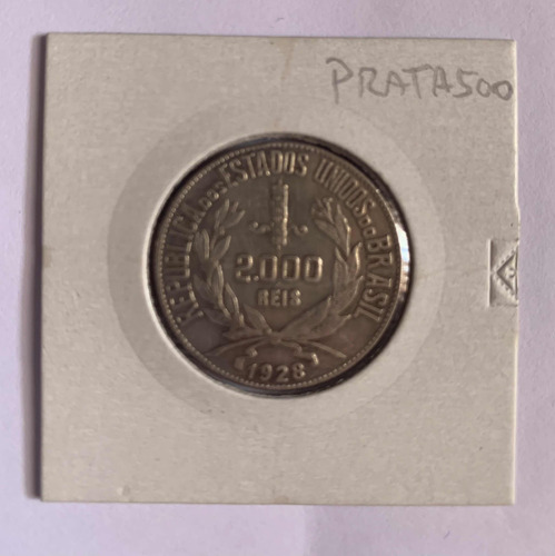 Moeda De Prata 0.500 Moeda De 1928 Brasil 2.000 Réis