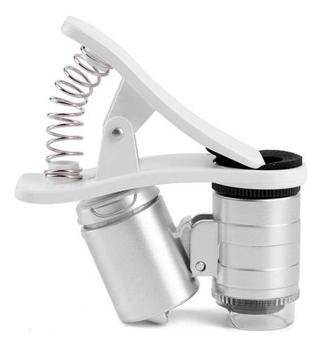 Mini Microscópio Ampliação De 60x Luz Branca E Ultravioleta Cor Prateado N/A