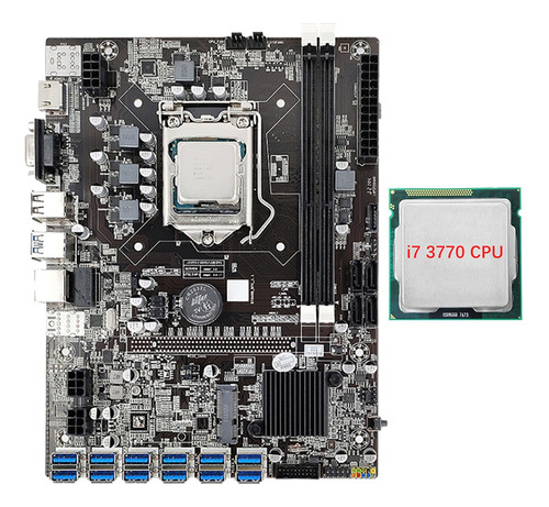 Placa Base De Minería De 12 Tarjetas B75 Con Cpu I7 3770, 12