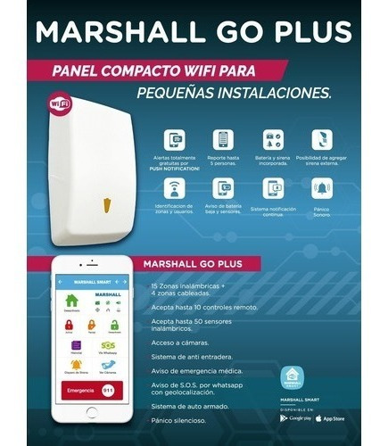 Kit Alarma Marshall Wifi Auto Monitoreable Modelo Go Plus