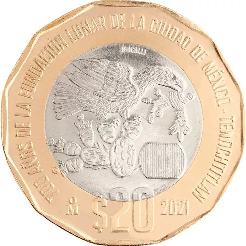 Moneda 20 Pesos De 700 Años De La Fundación Lunar