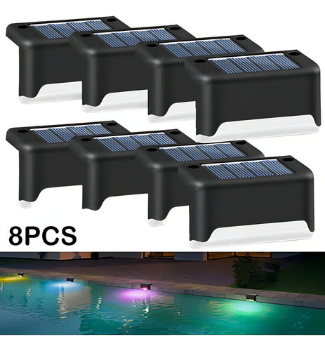 ^ 8 Luces Laterales Solares Coloridas De La Piscina